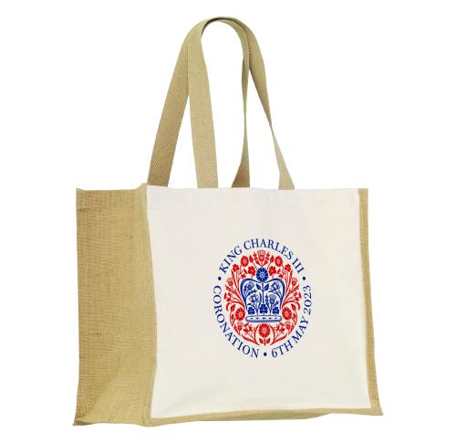 King's Coronation Commemorative Canvas & Jute Printed Tote Bag